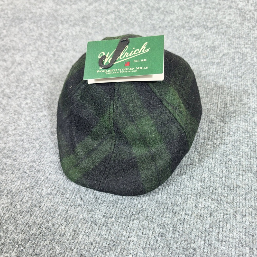 NEW Woolrich Green Black Plaid Wool Blend Flat Cap Ivy Newsboy Hat Size Medium